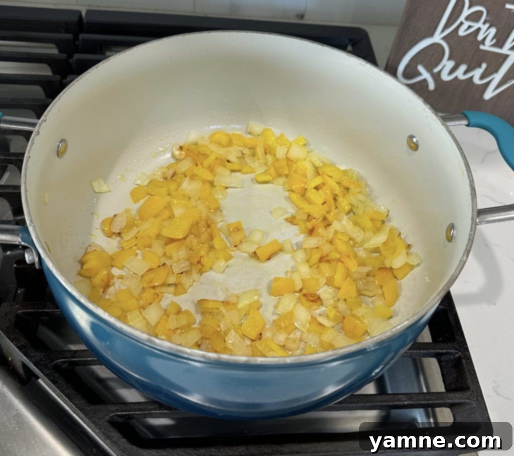 sautéing vegetables for meatless taco skillet