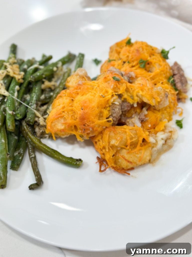 easy tater tot casserole recipe served