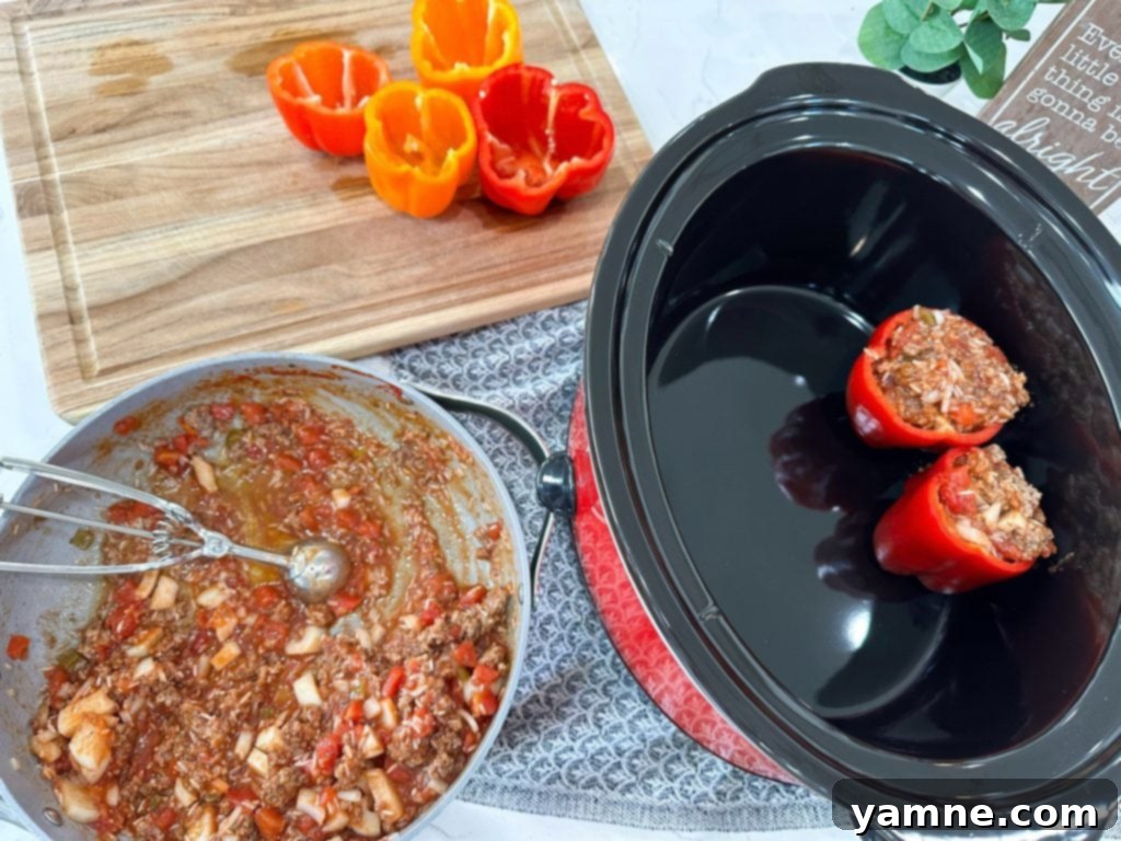 slow cooker stuffed peppers
