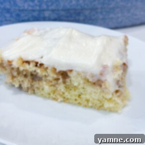 The best cinnamon roll poke cake, a delicious shortcut dessert using cake mix.