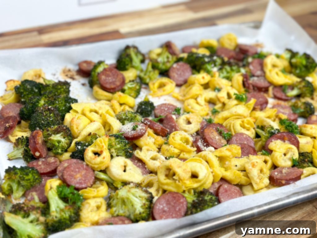 Sausage and Cheese Tortellini Sheet Pan Dinner 4 sheet pan sausage tortellini dinner