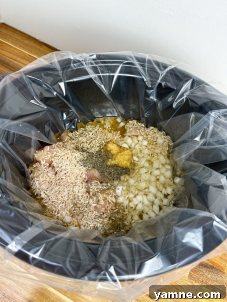 Easy Slow Cooker Chicken, Vegetables, and Rice