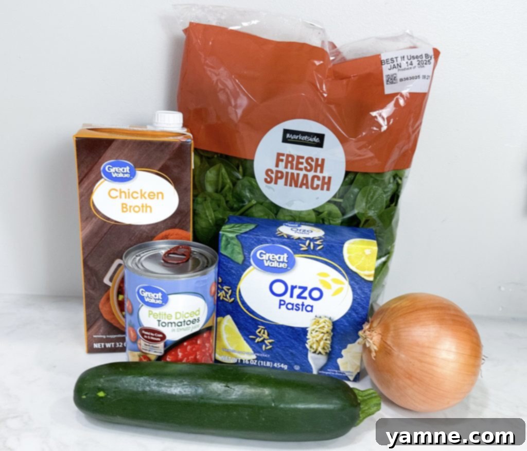 One pot orzo with vegetables ingredients