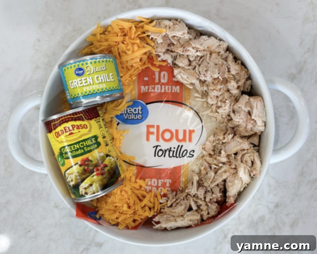 Honey-Glazed Lime Chicken Enchiladas 2 Close-up of ingredients for Honey Lime Chicken Enchiladas on a table