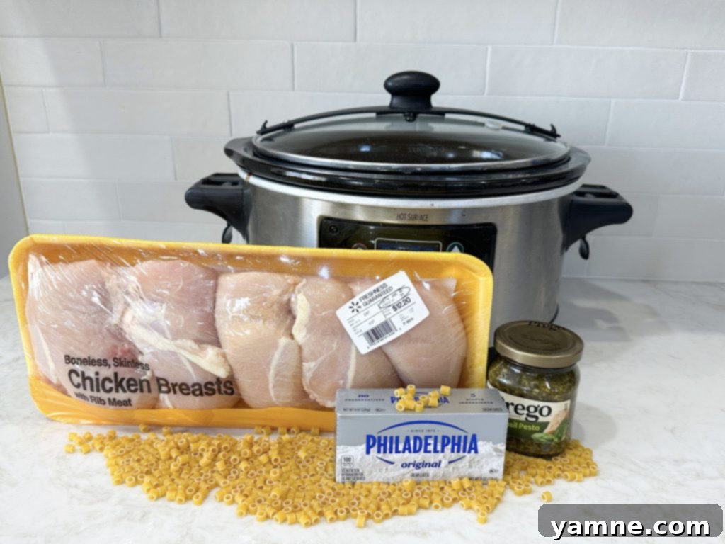 easy slow cooker pesto chicken ingredients
