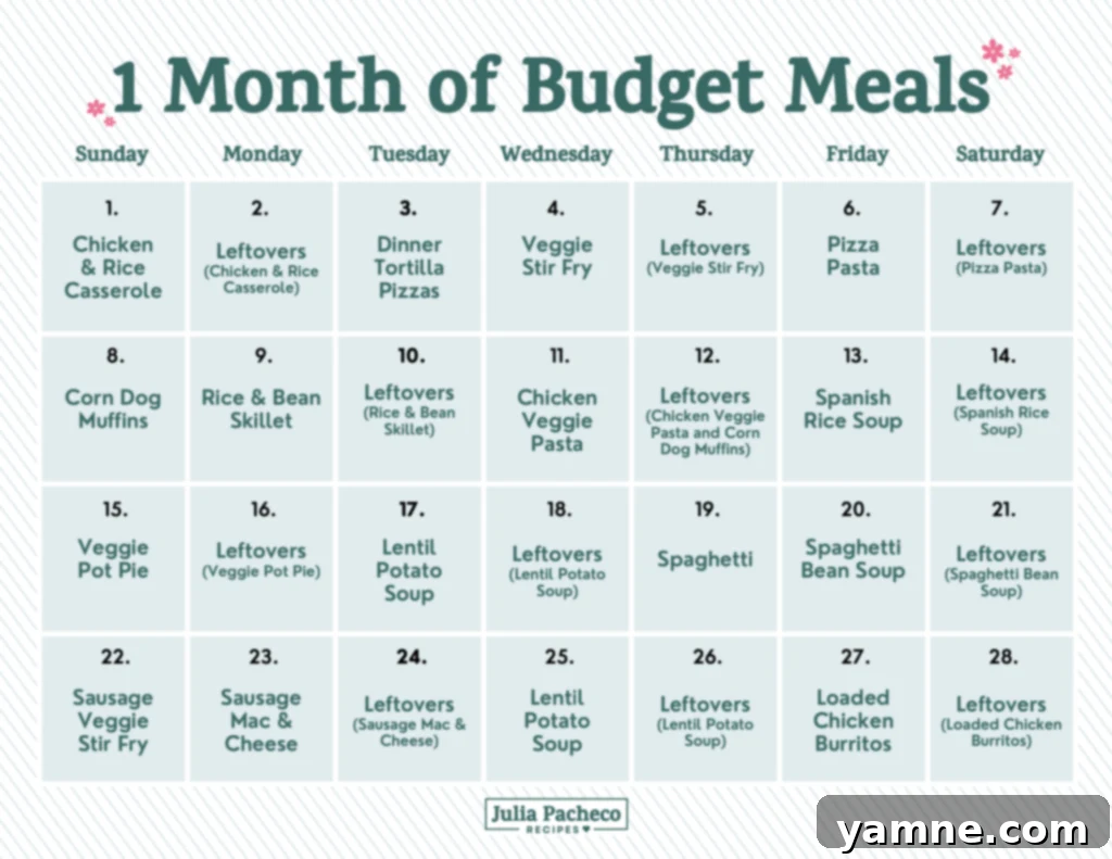 Monthly Meal Plan Calendar