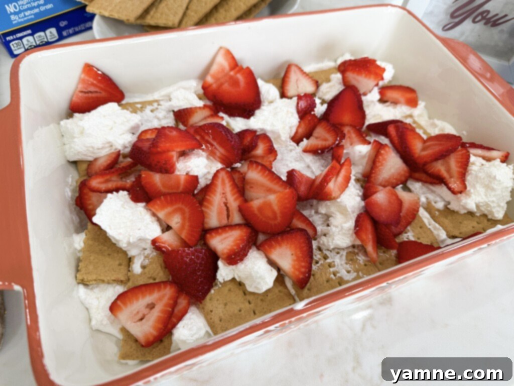 layered strawberry icebox cake