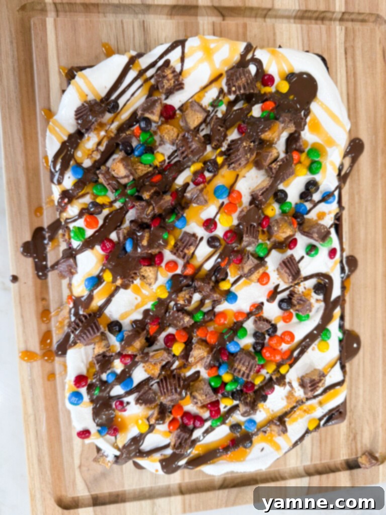 monster cookie ice cream cake with toppings