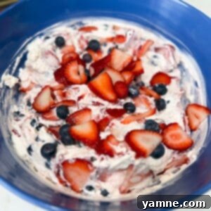 Red White and Blue Cheesecake Fruit Salad