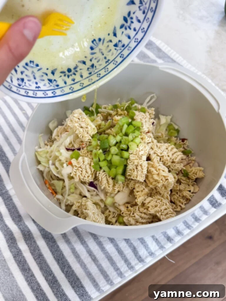 Combine Noodle Salad Ingredients