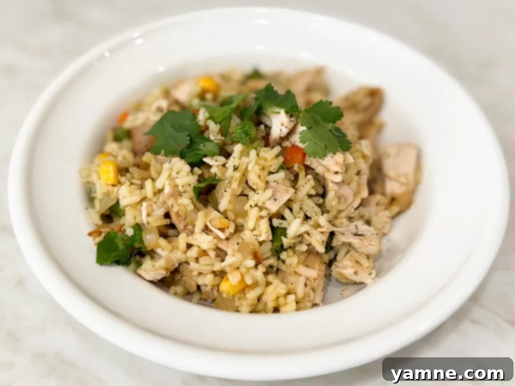 Delicious one-pan chicken, veggies, and rice dinner