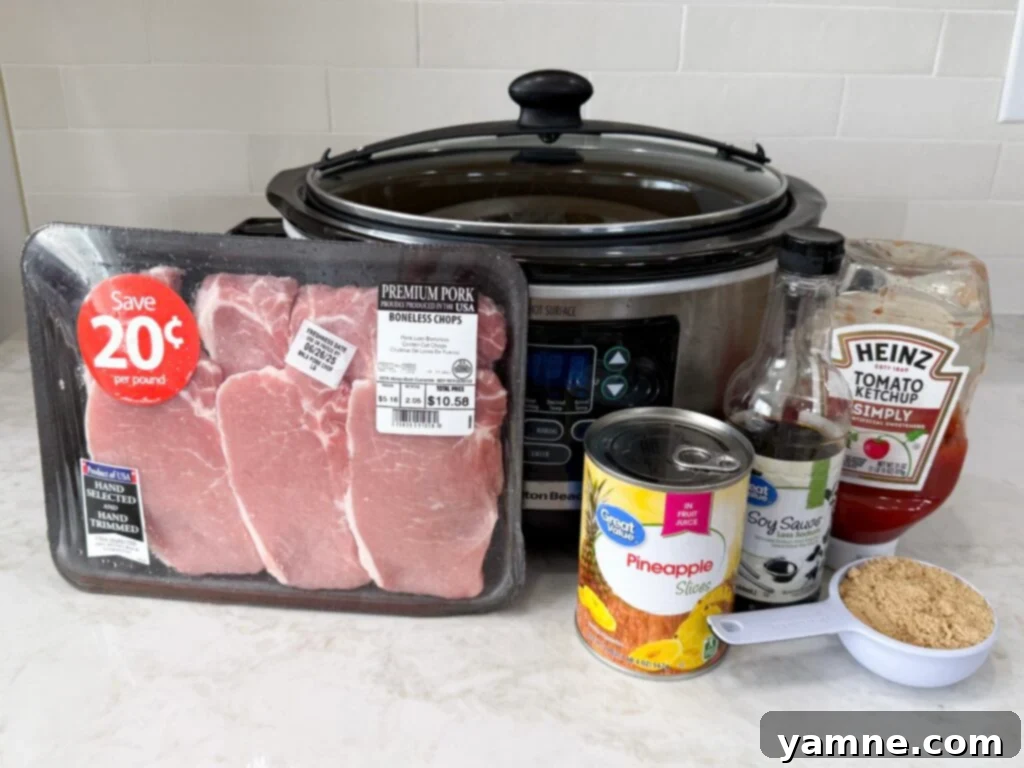 Slow Cooker Hawaiian Pork Chops Ingredients – a perfect blend of sweet and savory for an easy meal