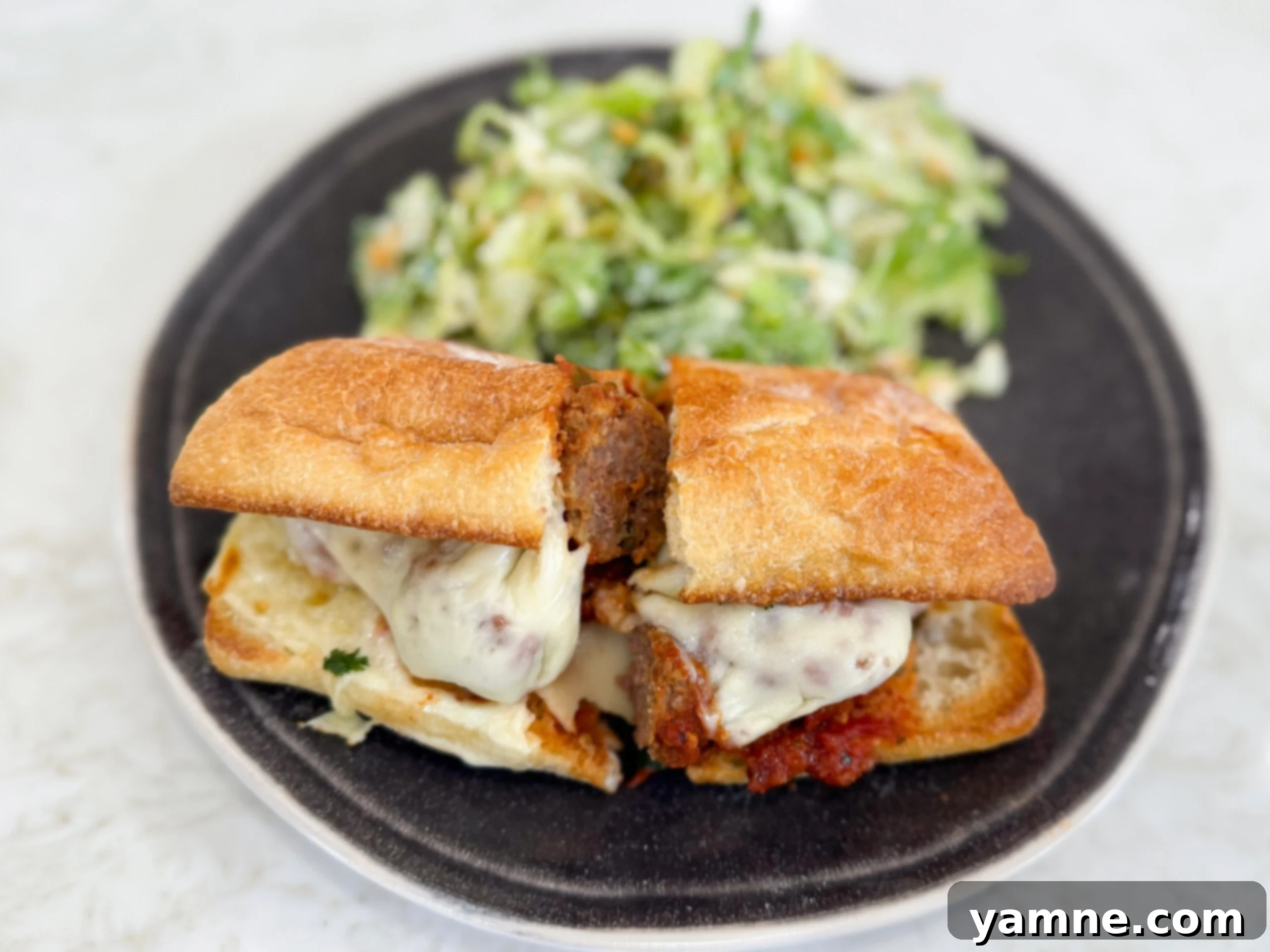 Delicious Slow cooker meatball sub with melted cheese