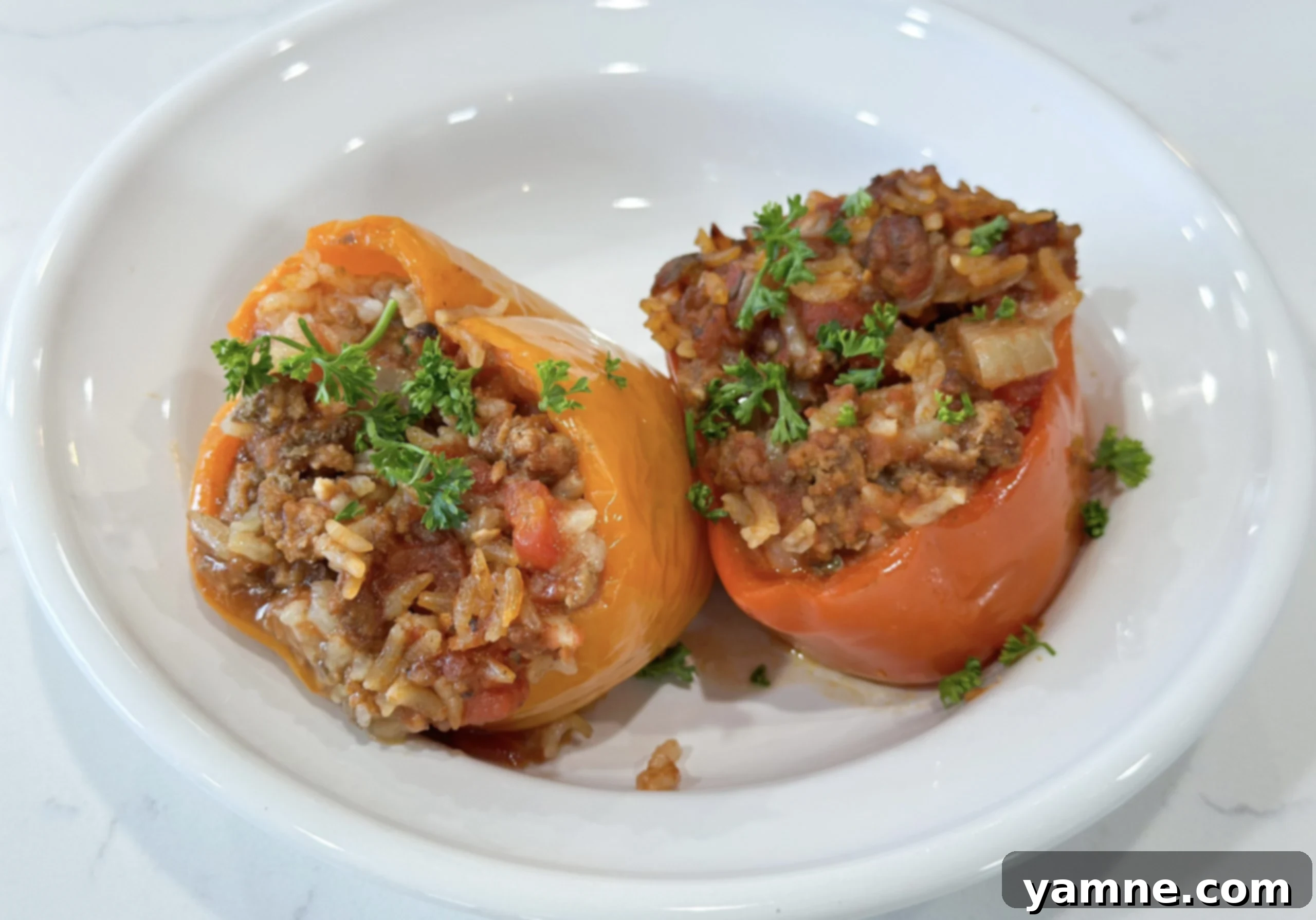 Slow Cooker Stuffed Peppers, a hearty and easy meal for busy families