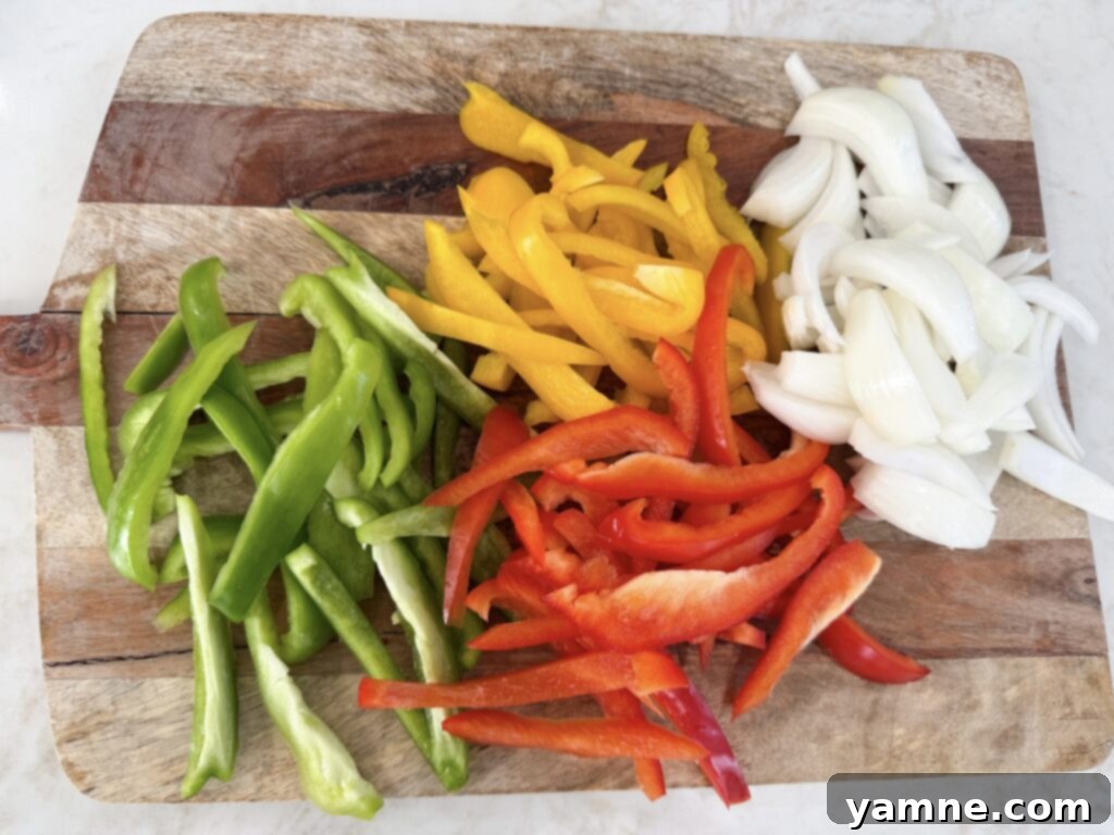 Prepping peppers for One Pot Sausage Pasta