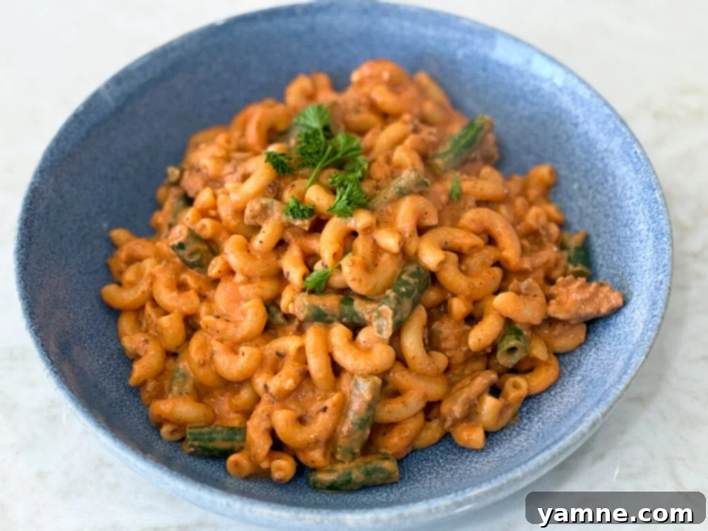 One-Pan Lasagna Skillet with ground turkey and pasta