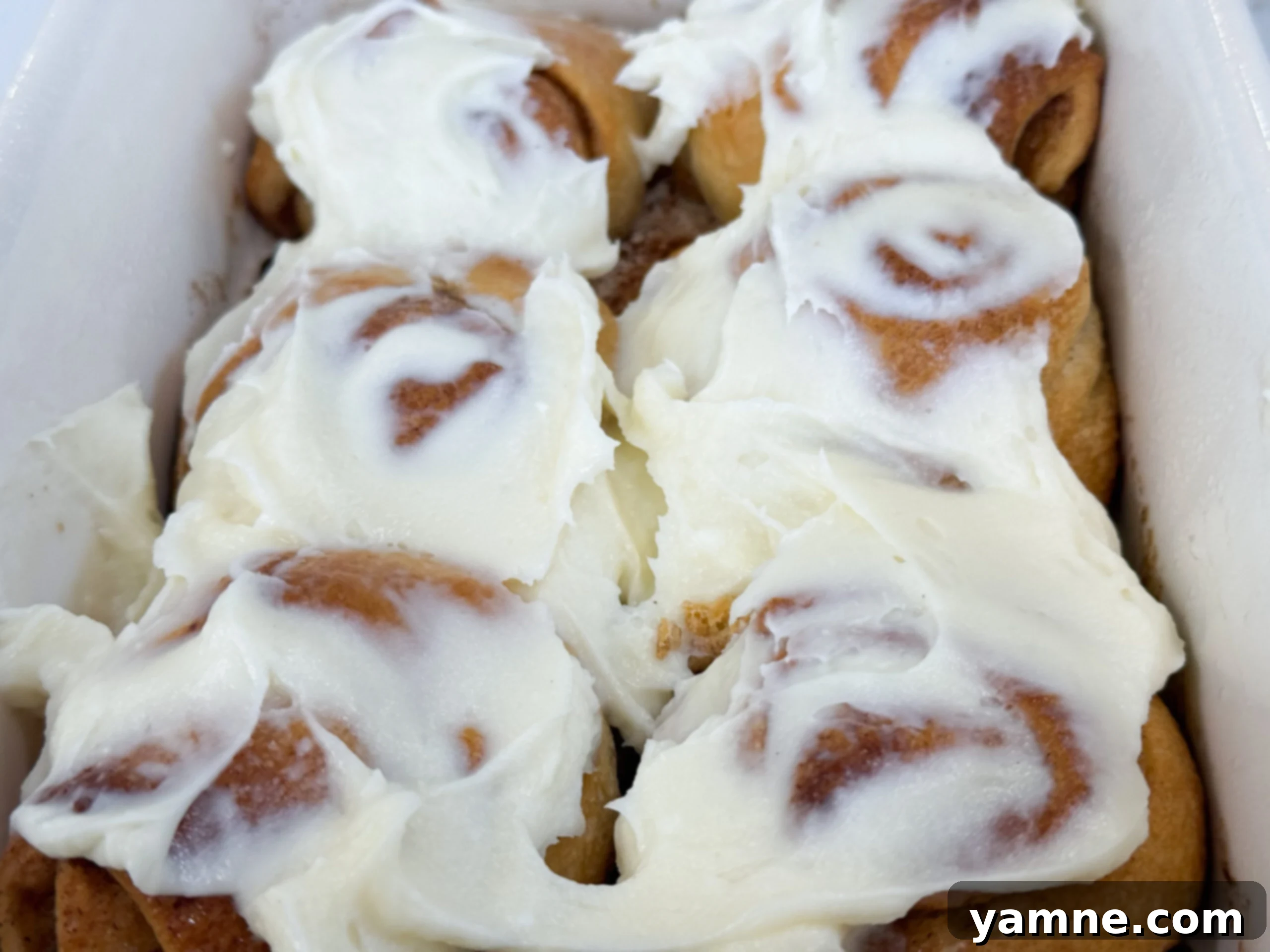 Crescent roll cinnamon rolls baked with cream cheese frosting
