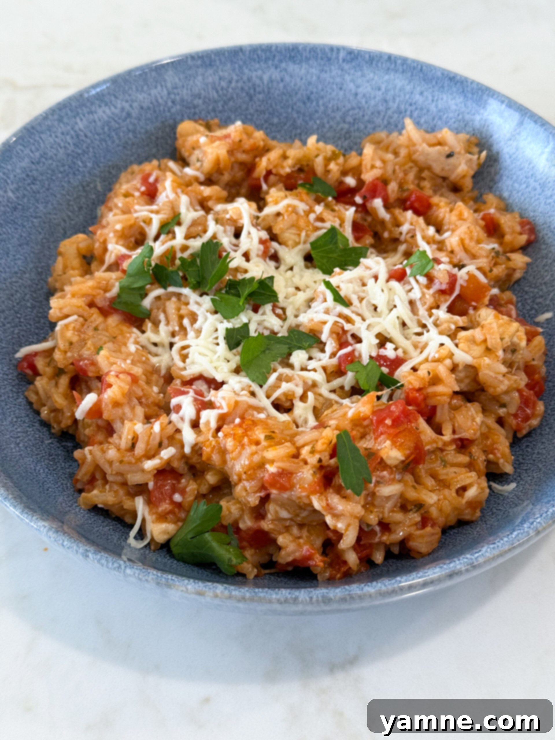 Caprese Chicken with Rice in One Pan