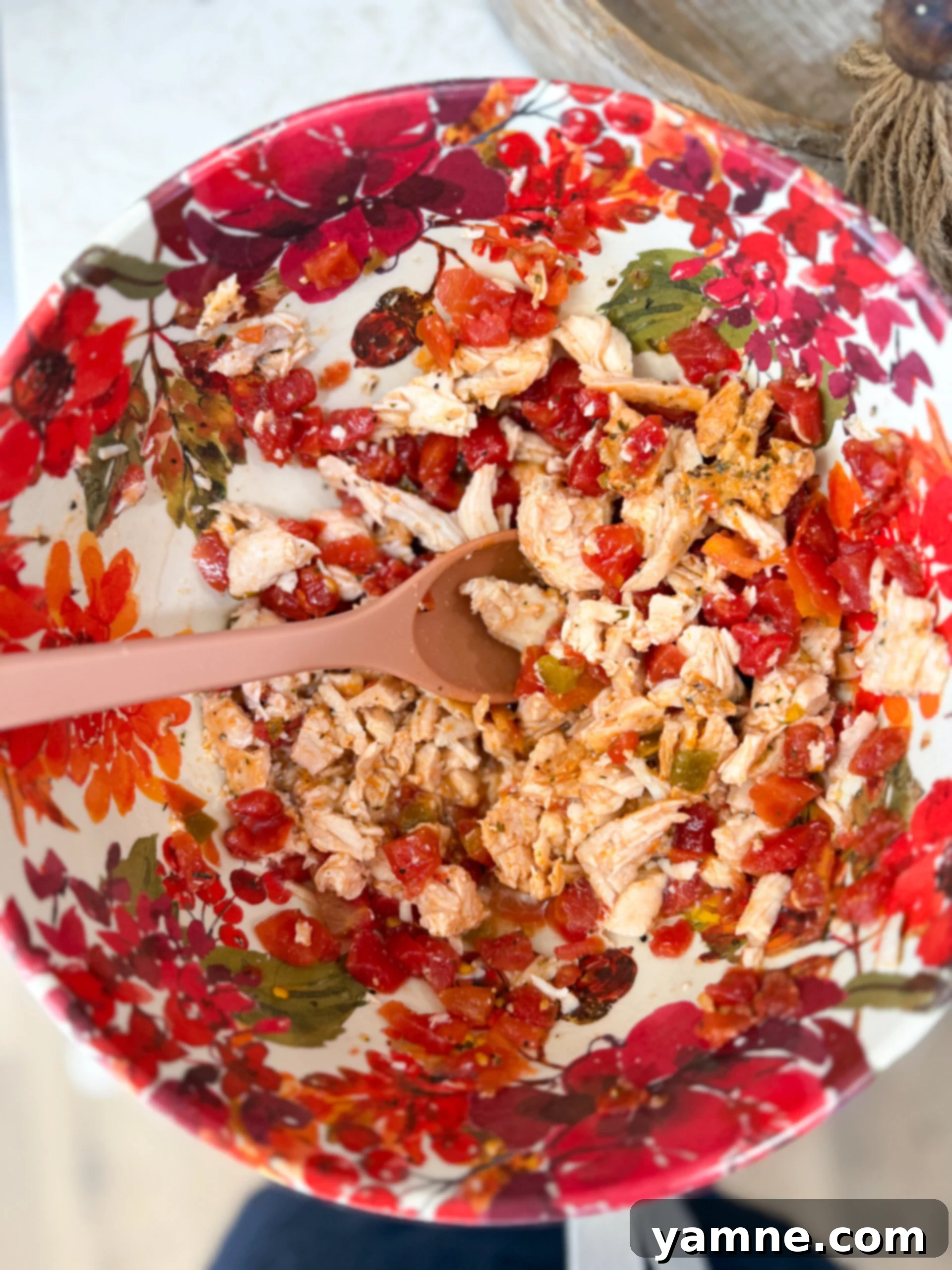 Mixing Chicken and Rotel