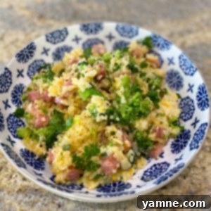 Ham, Rice, Broccoli, and Cheese Skillet