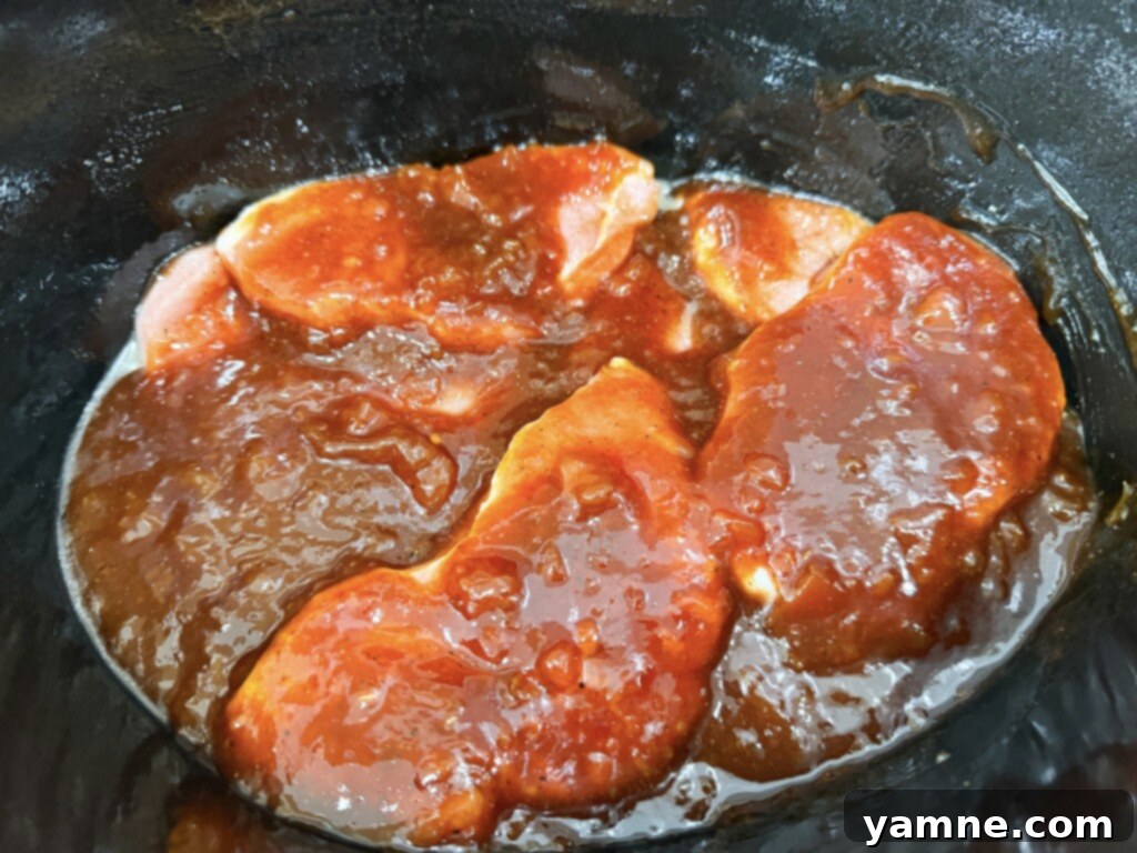 slow cooker BBQ pork chop