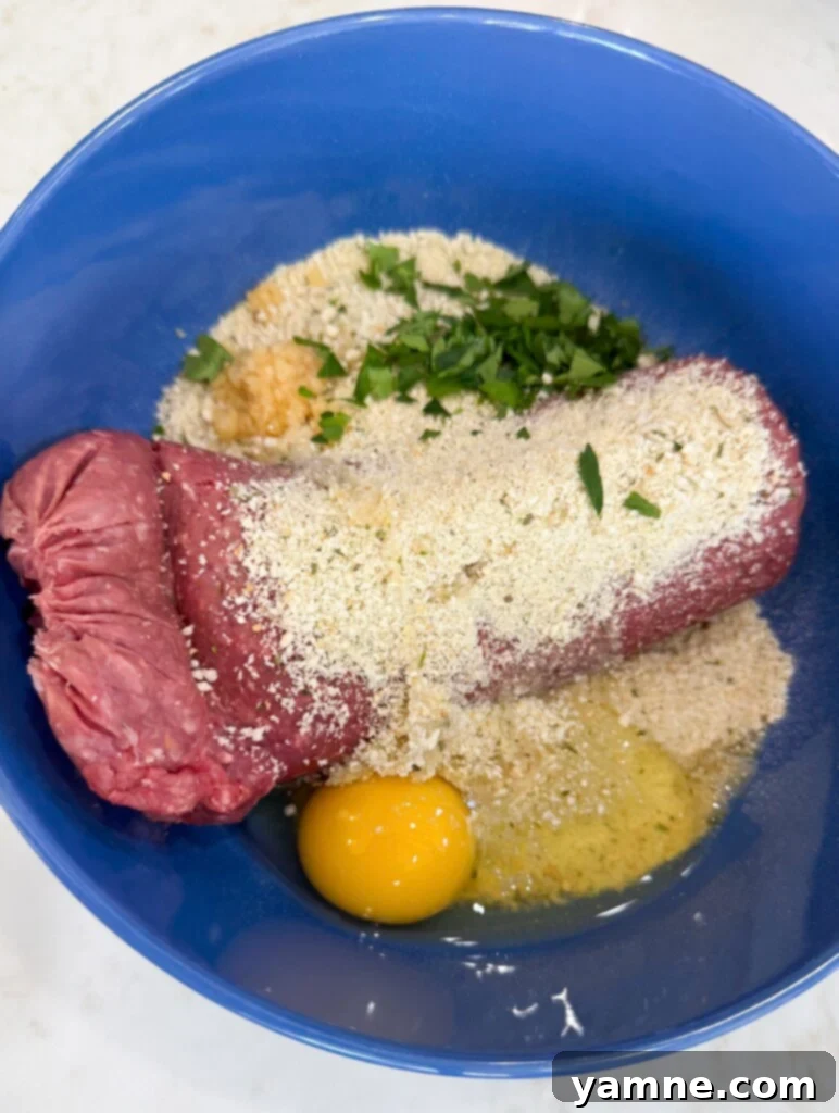 homemade meatball mixture