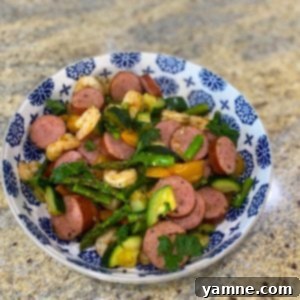 Cajun Sausage, Shrimp and Veggies Skillet