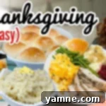 Easy Slow Cooker Pork Chops and Rice 3 A beautifully set Thanksgiving table with various budget-friendly dishes.