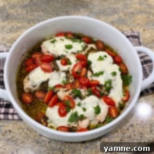 Zesty Pesto Chicken 2 Pesto Chicken dish with melted cheese and cherry tomatoes