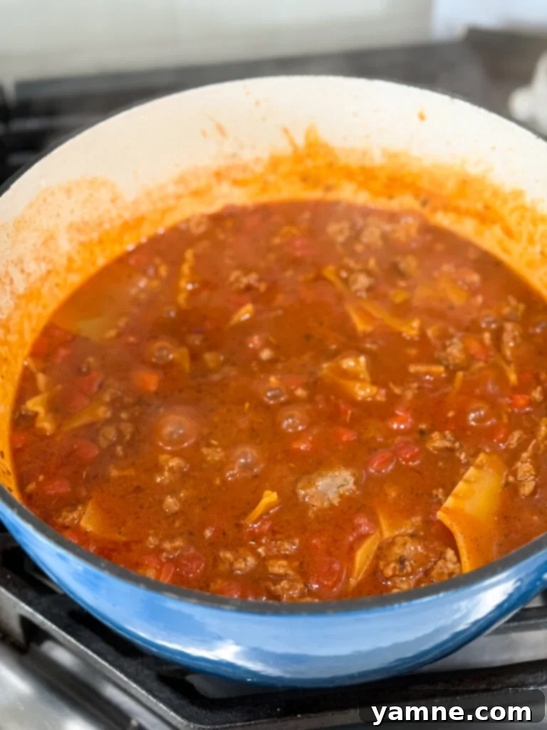 easy lasagna soup skillet