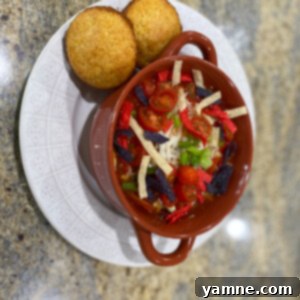 Chicken Taco Soup Under $5 2 Delicious Chicken Taco Soup in a rustic bowl, garnished with fresh cilantro and sour cream.