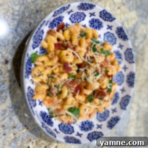 Creamy Tomato Bacon Chicken Pasta ready to serve