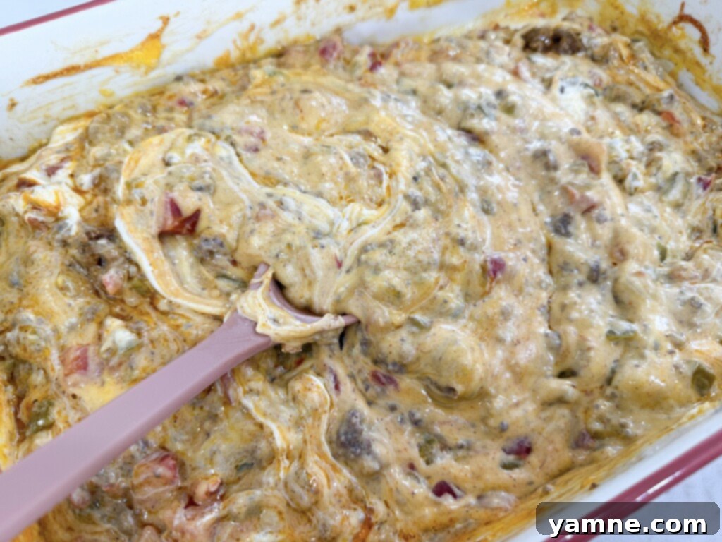 melty cheesy ground beef queso