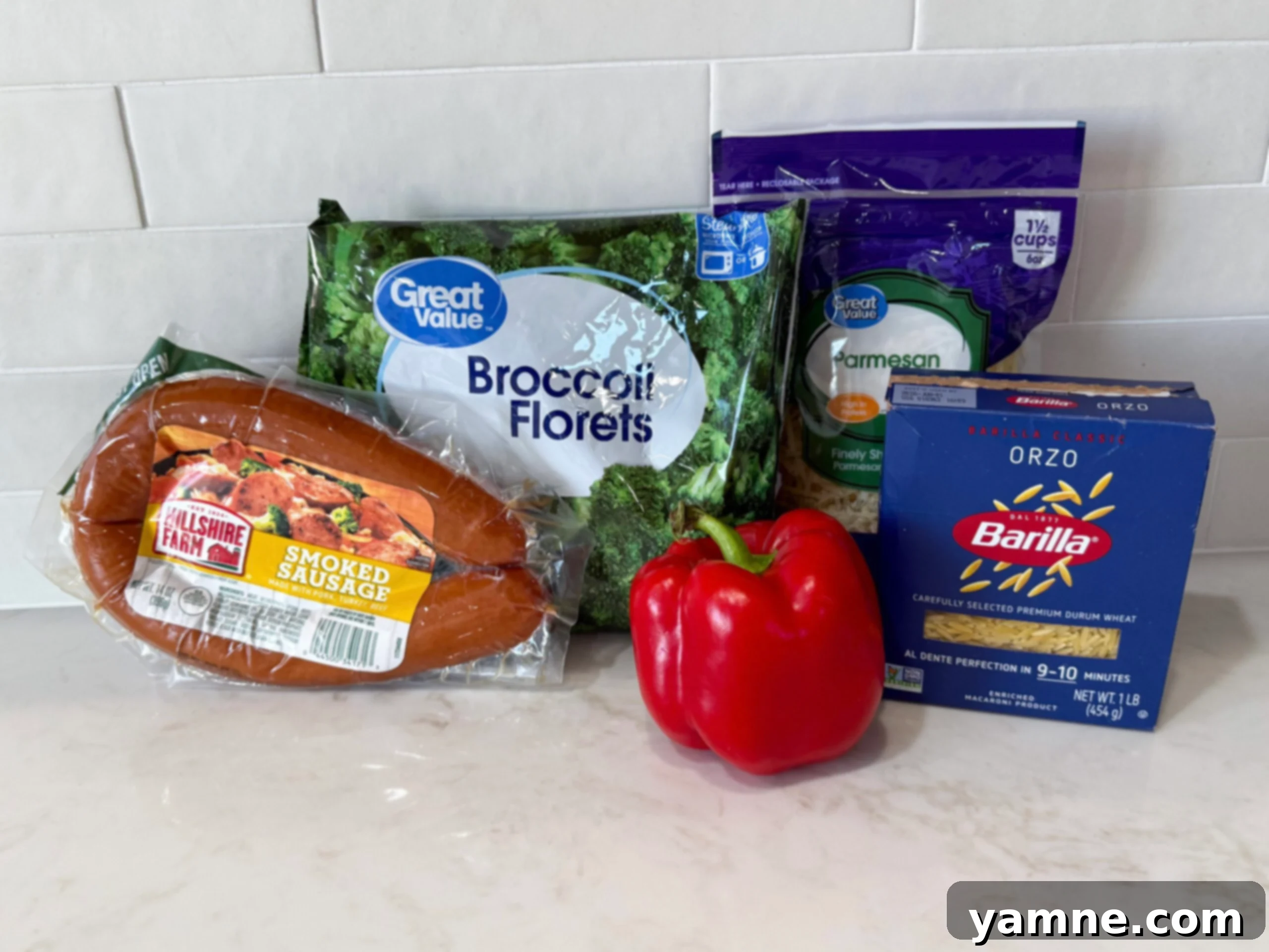 Ingredients for One-Pot Orzo with Kielbasa